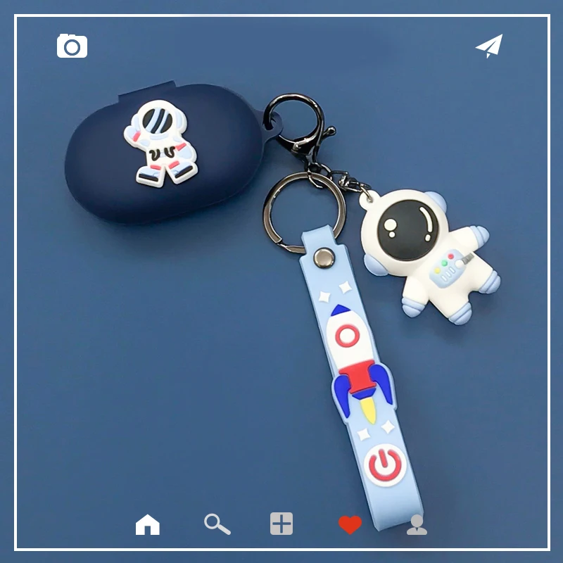 สำหรับ Realme Buds Q2S/Buds Q2/Buds Air 2 Neo การ์ตูนนักบินอวกาศหูฟังซิลิโคนกับจี้กล่องอุปกรณ์เสริม