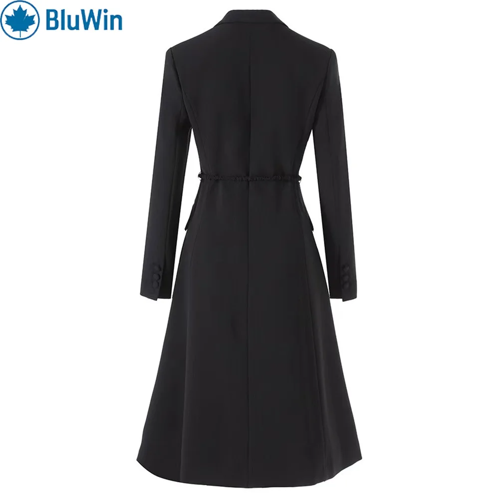 معطف واق من المطر بحزام URBANCHIC، طية صدر السترة، معطف طويل بصدر واحد، نمط ركاب للخريف والشتاء #2