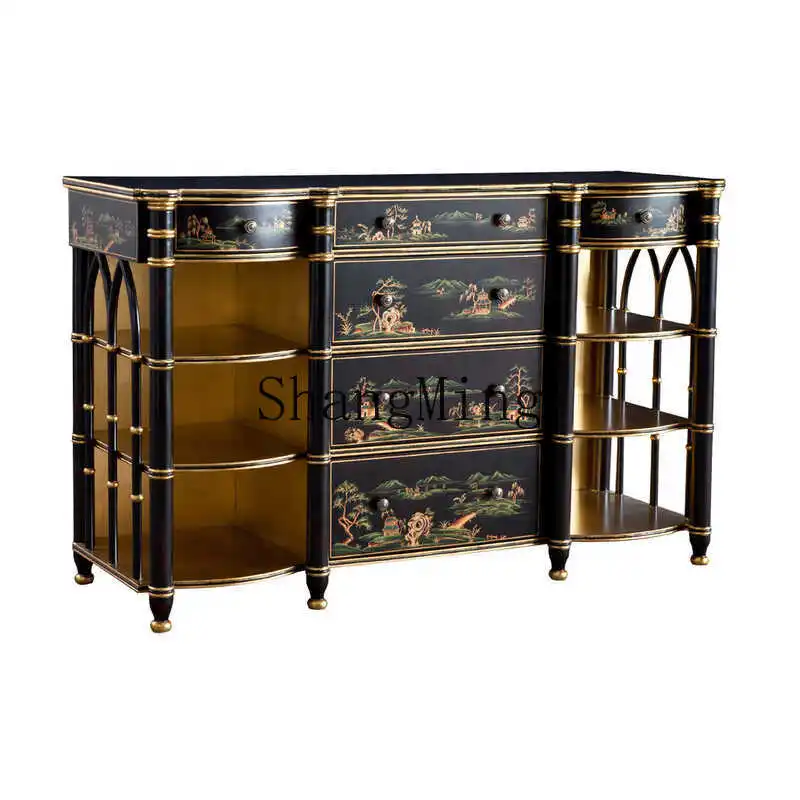 

CL ретро входной шкаф, светлый роскошный обеденный боковой шкаф из массива дерева, гостиная, ТВ-перегородка, спальня, сундук