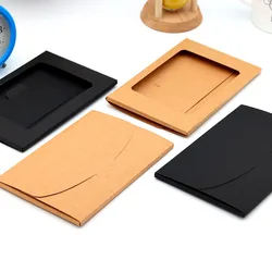 30pcs Vintage Kraft Envelope With Window Black Postcard Cover Photo Blank Packaging Box