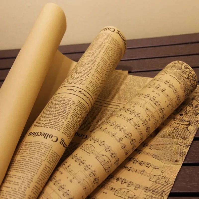 

10PC/LOT 50 * 70 Cm Double English Newspaper/gift Wrapping Paper Kraft Paper Retro Kraft Paper in English Valentine's Day Gifts