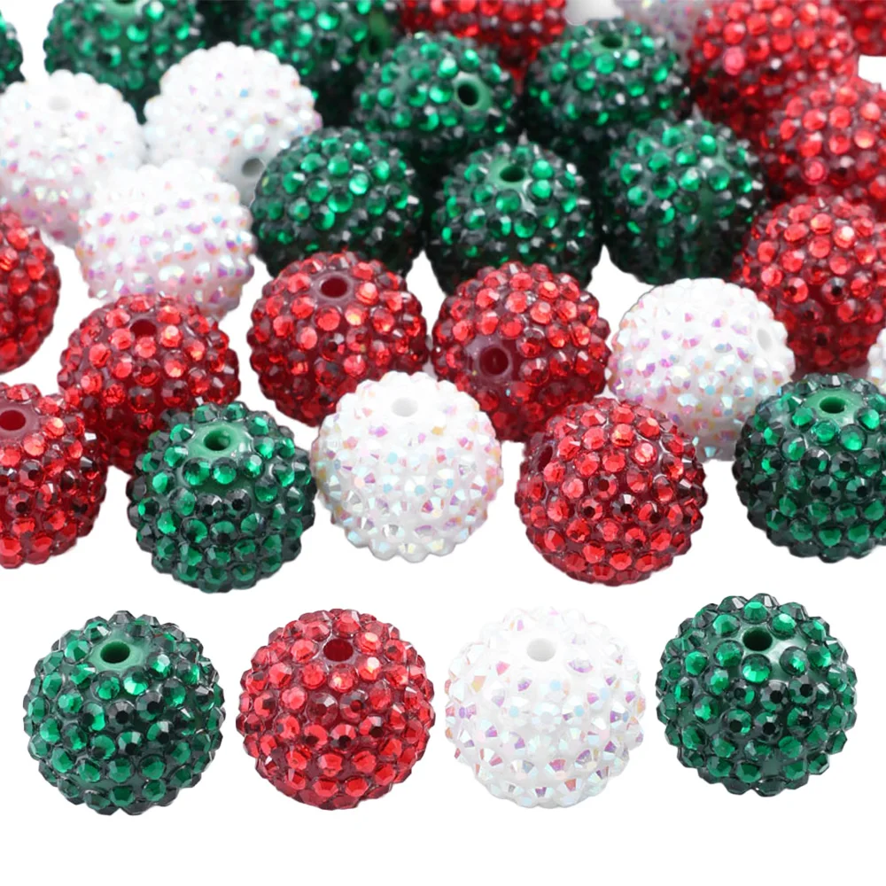 20mm 5/10 Stück Weihnachts-Strass-Harzperlen, Funkelnde Kristall-Rundperlen für Feiertags-DIY-Schmuckherstellung & Bastelarbeiten – Detail 4