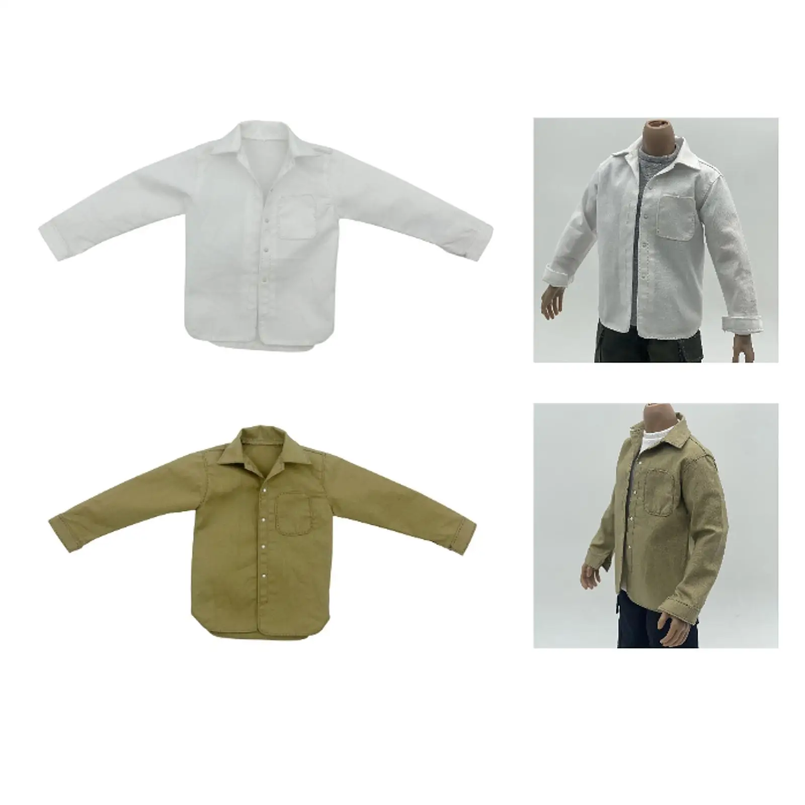 1/6 Scale Male Casual Shirt for Action Figures, Miniature Clothing for 12"