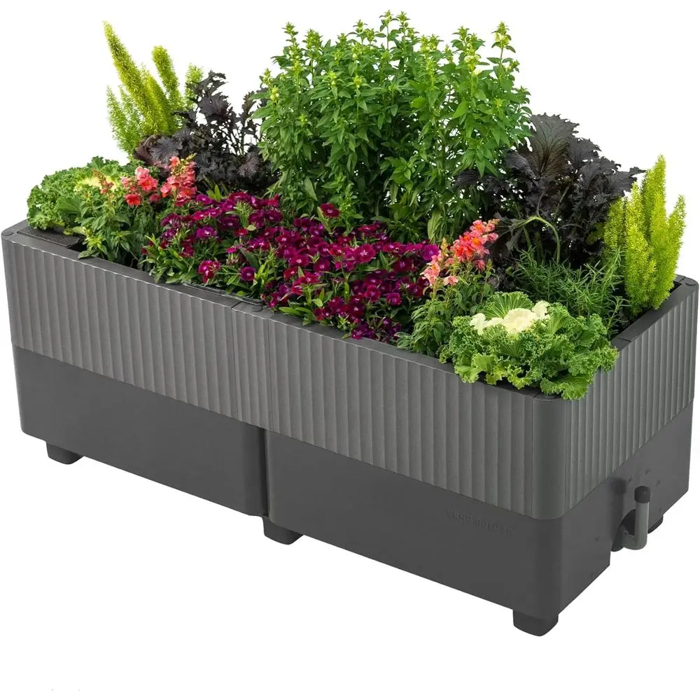 

Серая уличная поливочная кашпо EZCube, приподнятая садовая кровать 21x48, для балкона, патио, заднего двора