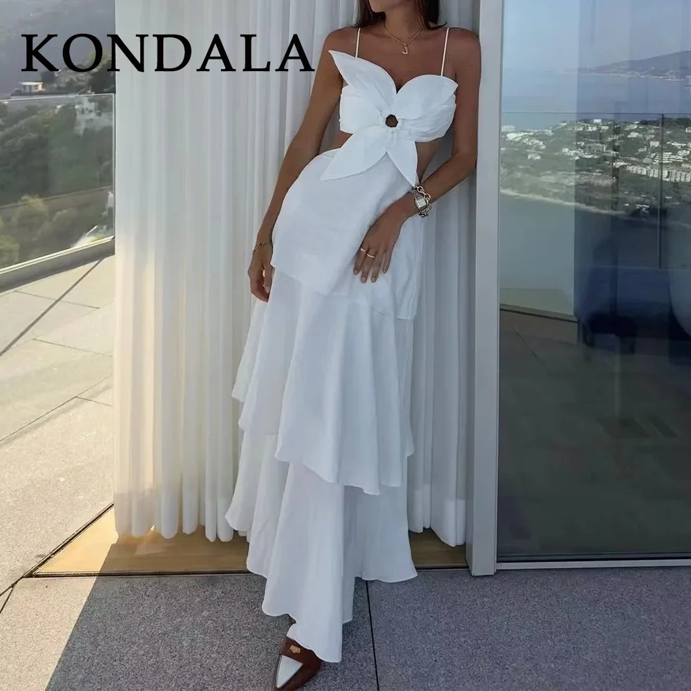 KONDALA 2026 Spring Summer Casual Women Dresses Fashion ELegant Strapless Backless Sleeveless Camisole Chic Ladies Dresses