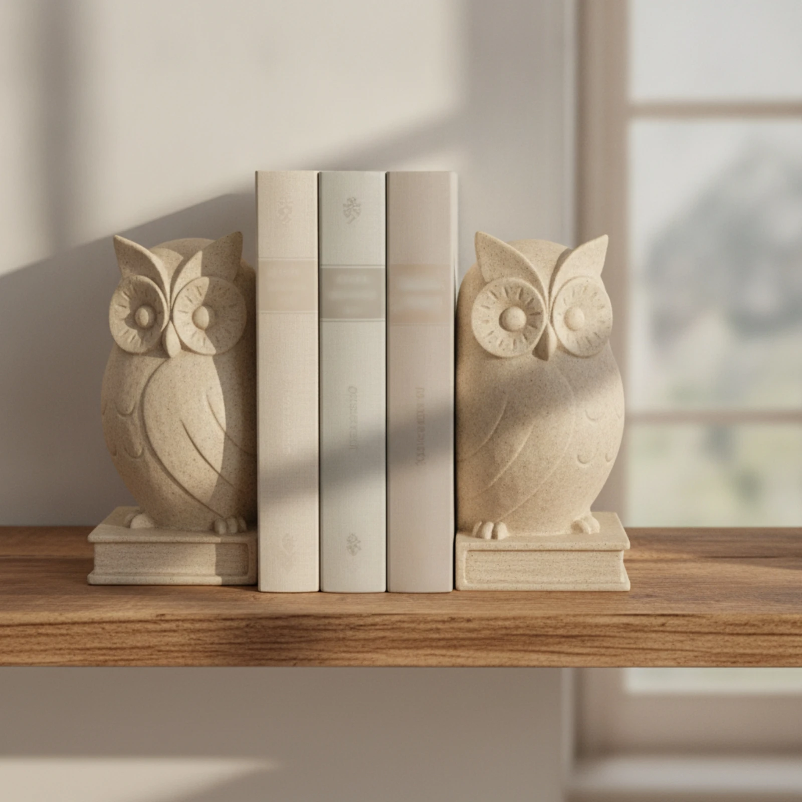 Owl Bookends Cute Bookends with Rectangular Base Owl Book Holder Unique Compact for Avid Readers, Bookshelf, Desk