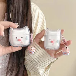 Cartoon pig pink cat earphone case for apple airpods 3 pro 2nd 2 1 wireless bluetooth charging box headset cover