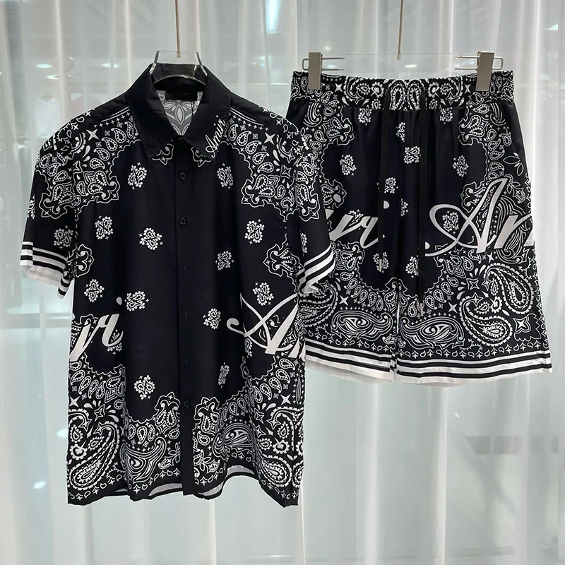 

Royal Luxury Mens Shorts Sets Digital Printing Fashion 2 Piece Shorts Suit High Quality Summer Short Sleeve Shirts Ropa Hombre