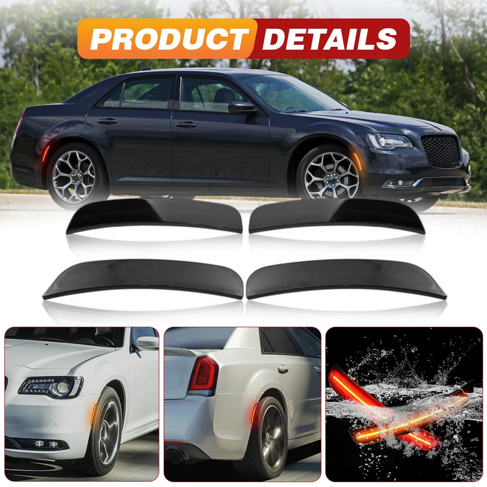 2pcs Front Rear Side Marker Light For Chrysler 300 2015 2016 2017 2018 2019 2020 2021 68214402AD 68214403AD