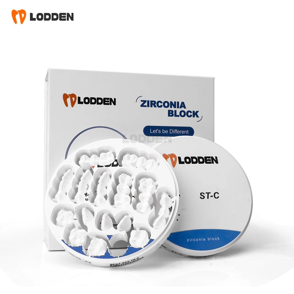 

LODDEN ST-Цветные циркониевые блоки Многослойный циркониевый диск Материалы для стоматологической лаборатории Многослойный CAD CAM 98 мм Прозрачность 43% VITA16
