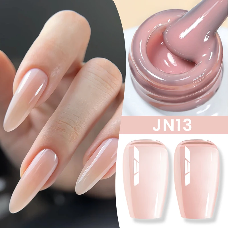 BORN PRETTY Esmalte de Uñas en Gel Color Nude Melocotón de 10 ml, Barniz Blanco Lechoso, Esmalte de Uñas Semipermanente Color Rosa Nude, Gel Transparente Efecto Hielo