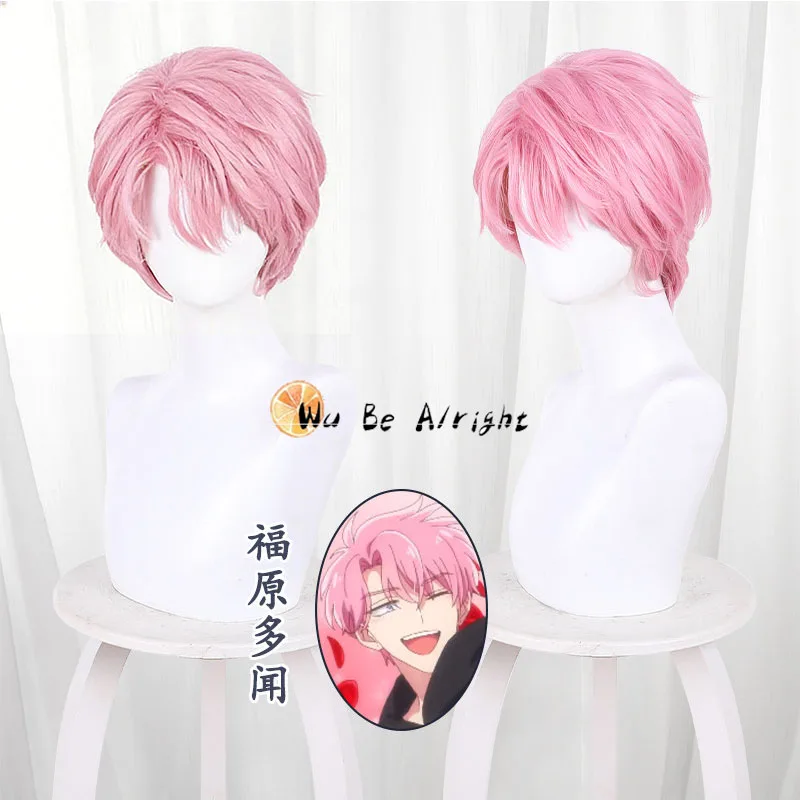 

Anime Tamon's B-Side Tamon Fukuhara Cosplay Wig Pink Short Heat Resistant Fiber Hair For Women Girls Halloween Festival Party