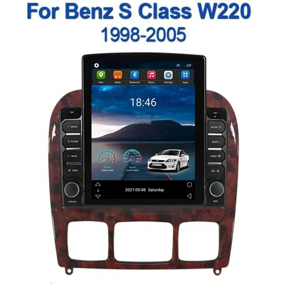 Android 13 Carplay 5G For Tesla Vertical Car Radio Video Stereo For Mercedes Benz S Class W220 S280 S320 S350 S400 S430 S500 GPS