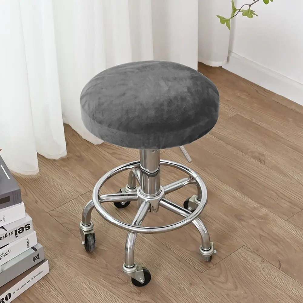 Breathable Bar Round Stool Cover Elastic Washable Chair Seat Slipcovers Thickened Removable Seat Protector for Dining Room