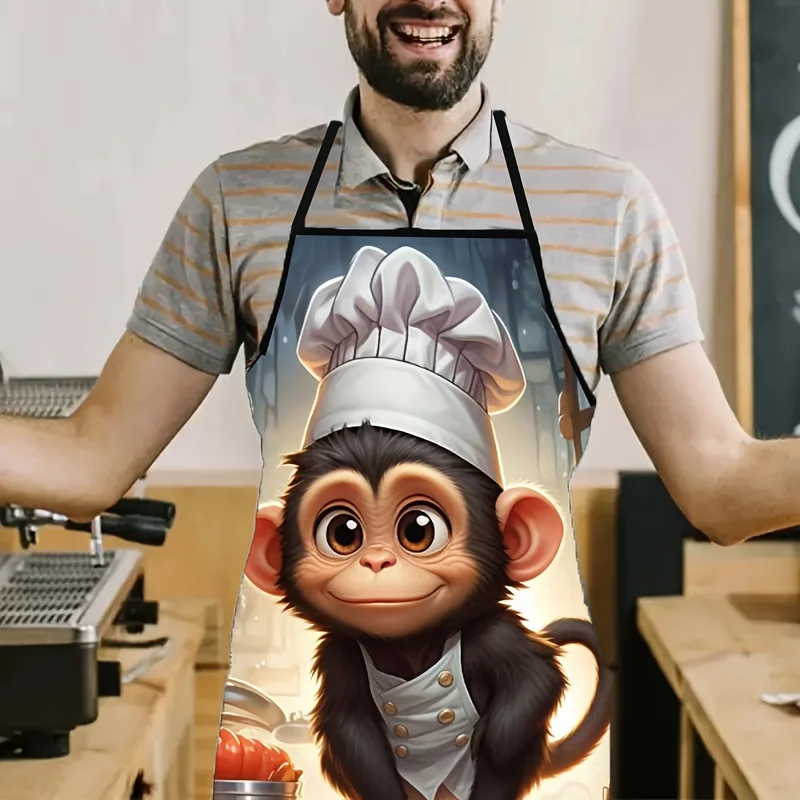 1PC zabawny małpa kapelusz szefa kuchni kreskówka fartuch kuchenny kolacja Party fartuch kuchenny akcesoria do pieczenia dla dorosłych fartuch bez rękawów