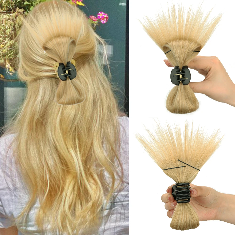 Synthetic Claw Clip Messy Bun Hair Piece Lady Extended Updo Bun Half-tie Hair Ponytail Hair Curl For Daily Use Hair Accessories