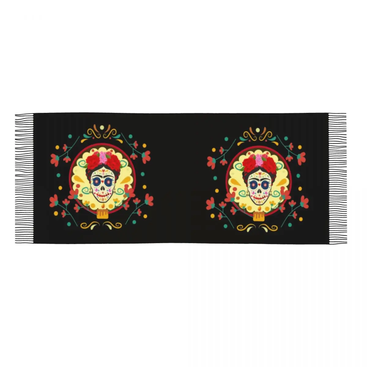 Customized Printed Frida Skull Day Of Deads Scarf Men Women Winter Warm Scarves La Calavera Catrina Shawls Wraps