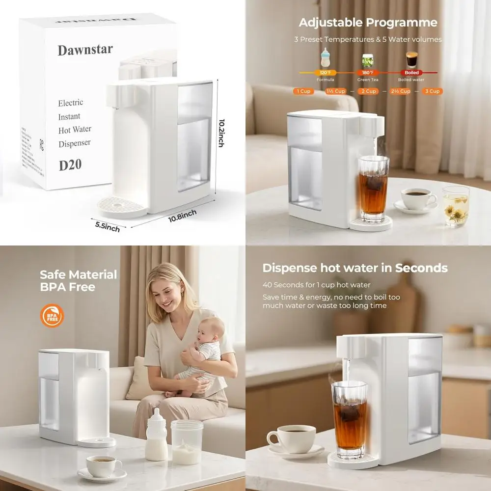 

Quick-Boil Water Dispenser with Adjustable Temps and Volumes, 0.8 Gallon Tank