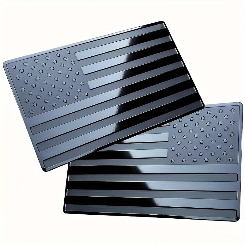 2pcs Small Matte Black American Flag Sticker Decal for Car 3D US American Flag Emblem Decals for Trucks for Truck Car Motorcycle