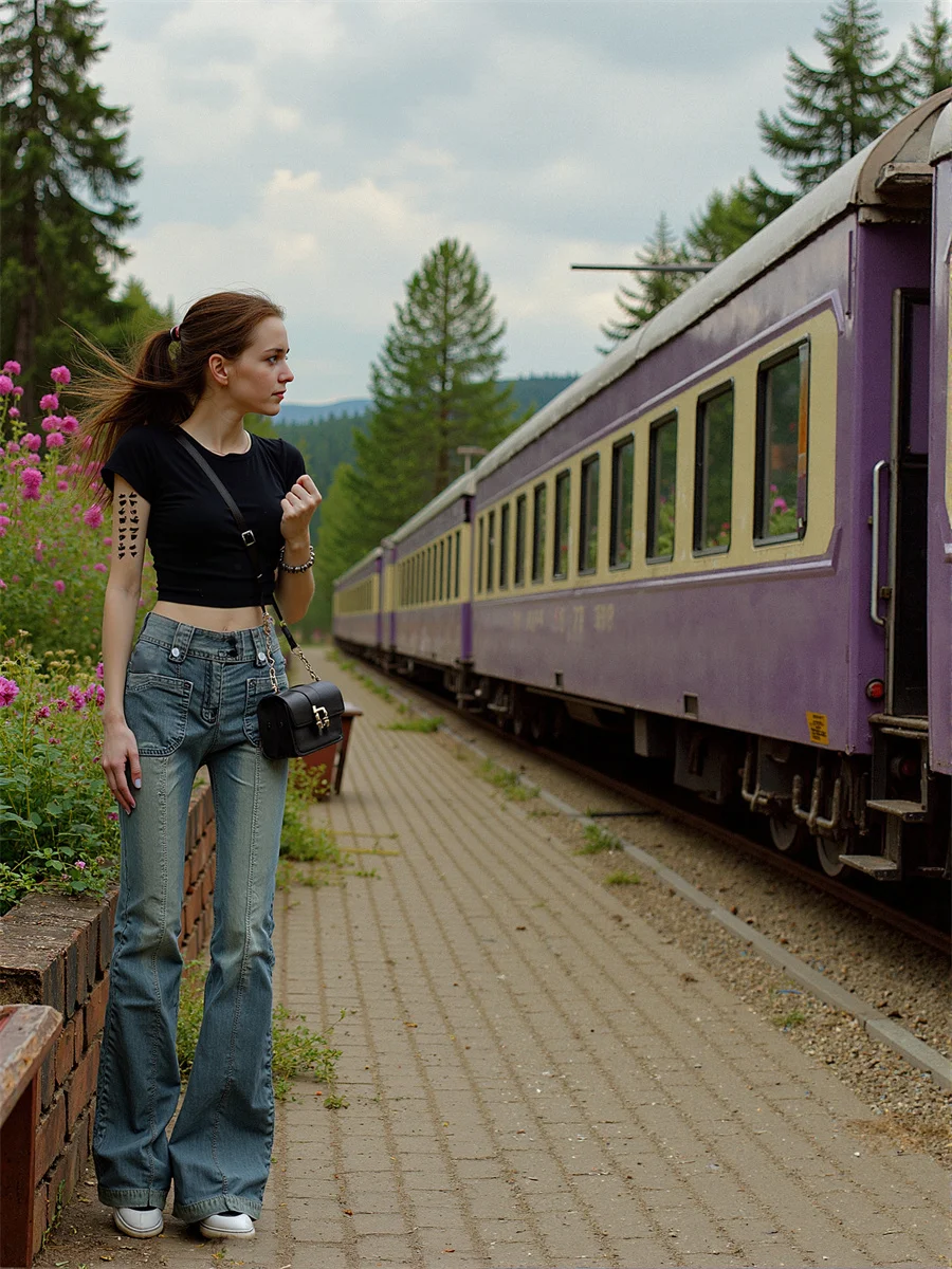 Flare Slim Skinny Floor Jeans Women Washed Frayed Hem Street Style Bandage Ruched Bootcut Pear Shaped Hip Lifting  Fit Shiny