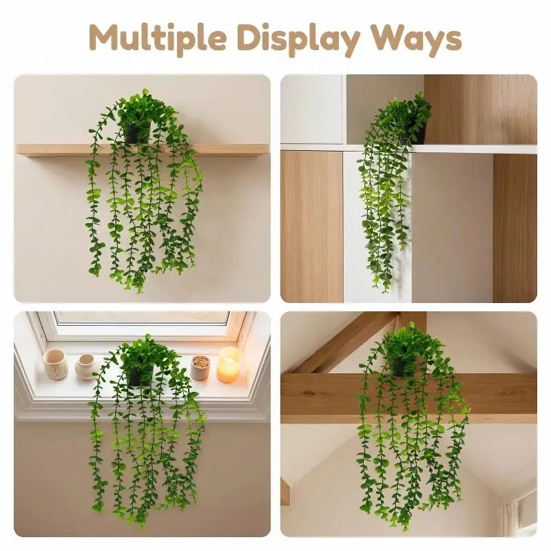 Decorative Artificial Hedera Potted Plant Realistic Fake Green Plant for Hotel Cafe Balcony Bedroom Decor