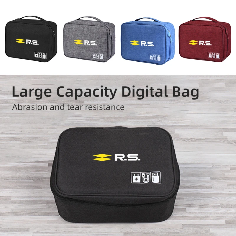 Car Interior Digital Organizer Waterproof Data Cable Storage Bag For Renault Koleos Kadjar Scenic Megane Sandero Grand Sill G