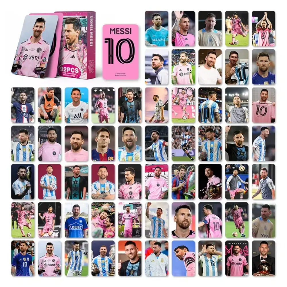 92Messi gift card, football star greeting card, collectible postcard, mini sticker, double-sidedLOMOCard
