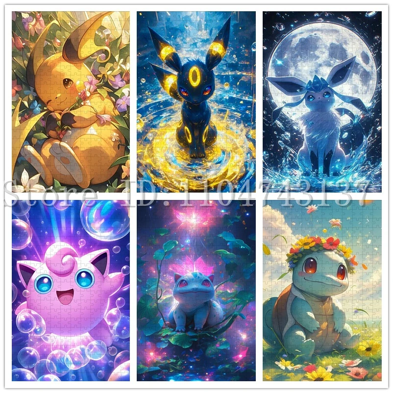 

108/300/500/1000 Pieces Pokemon Puzzles for Children Intelligence Education Toys Bulbasaur Glaceon Jigsaw Puzzles Unique Gifts