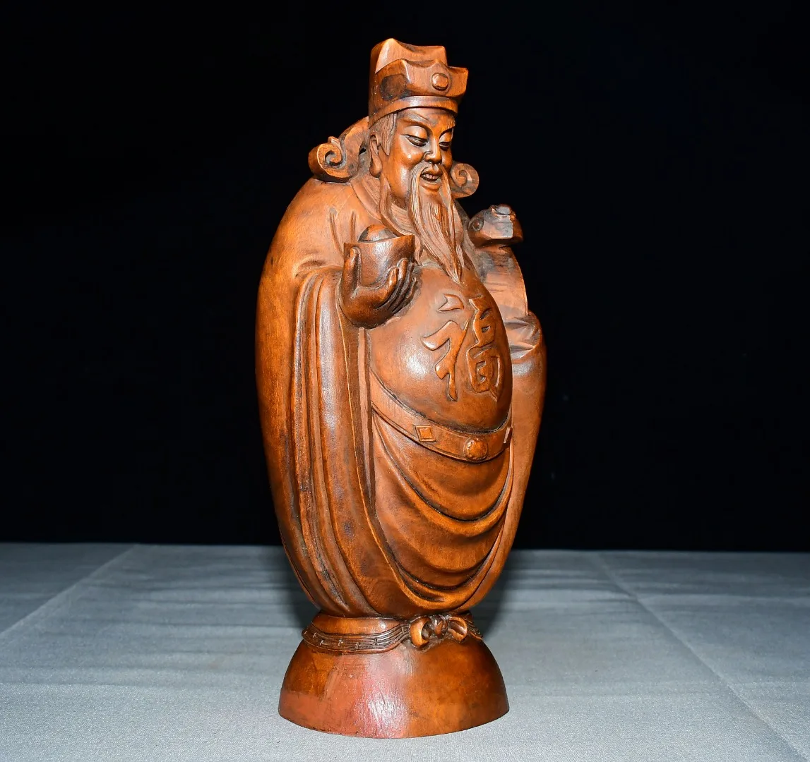 Old Boxwood sycee coin God of Wealth and Immortals Blessings to the God of Wealth screen Wenfang Amass wealth Ornaments