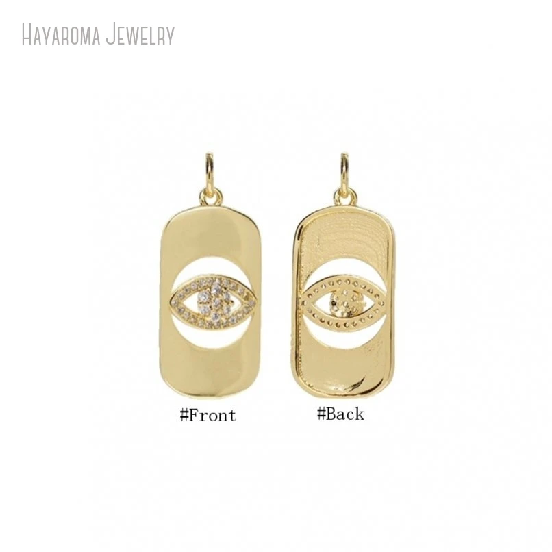 

10Pcs Religious Evil Turkish Eye Geometric Oblong Copper Wholesale Metal Jewelry Islam Gold Color Pendant PM50967