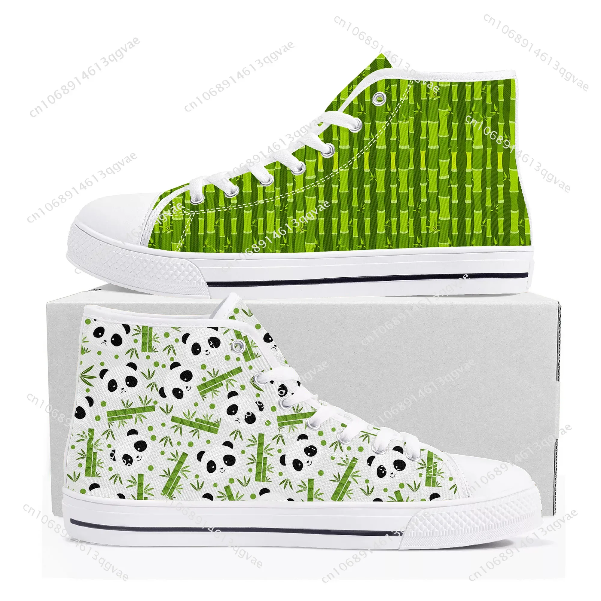 Panda Cute Pattern High Top High Quality Sneakers Mens Womens Teenager Canvas Sneaker Casual Couple Shoes Custom Made Shoe White