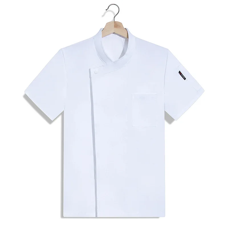 โรงแรมร้านอาหารห้องครัวชุดทํางานแขนสั้นเสื้อเชฟเบเกอรี่ Pastry Chef ฤดูร้อนสีขาว Kitchen Coat