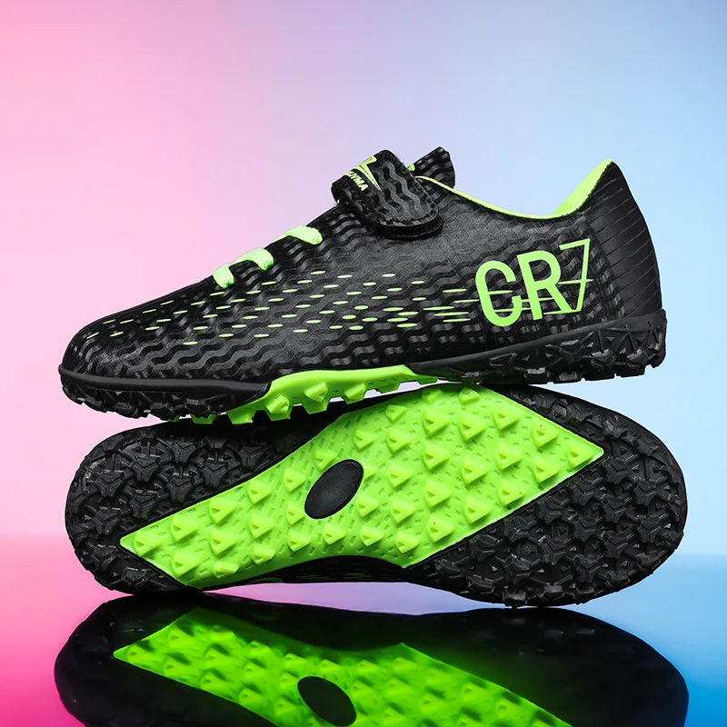 Nuevas botas de fútbol para niños, zapatillas deportivas para exteriores, zapatos de fútbol para niños y niñas, botines de fútbol con gancho y bucle, zapatillas de fútbol sala 28-39