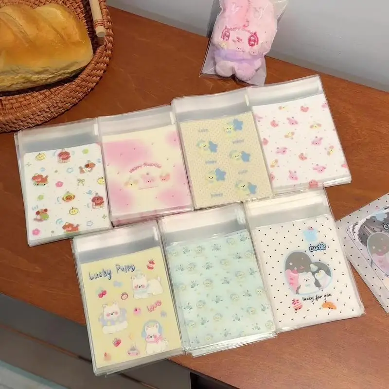 50Pcs Cute Puppy Opp Bag Kawaii Kpop 3-inch Photo Card DIY Packing Decoration Bags Girls Gift Candy Packaging Self-sealing Bag