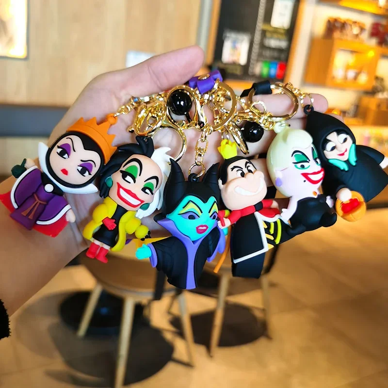 Cartoon  Disney Villains Challenge Keychain Nasty Queen Ursula Dolls Cruella Queen of Hearts Car Key Pendant Bag Jewelry Pendant