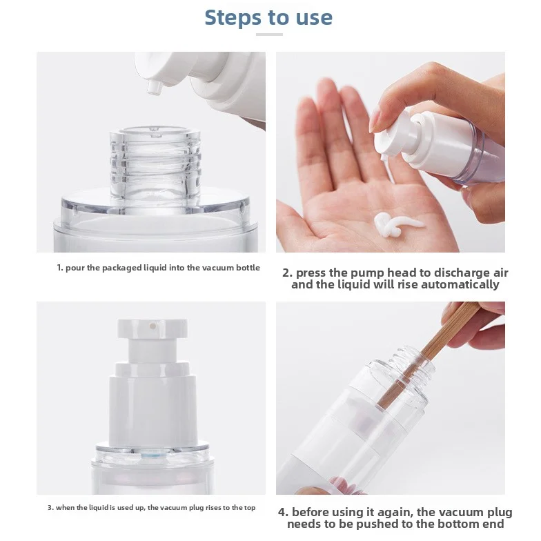 Pulvérisateur rechargeable sous vide multi-usage – Bouteille à pompe sans air pour voyage, parfait pour les liquides, les sérums, les lotions et les soins de la peau du bricolage