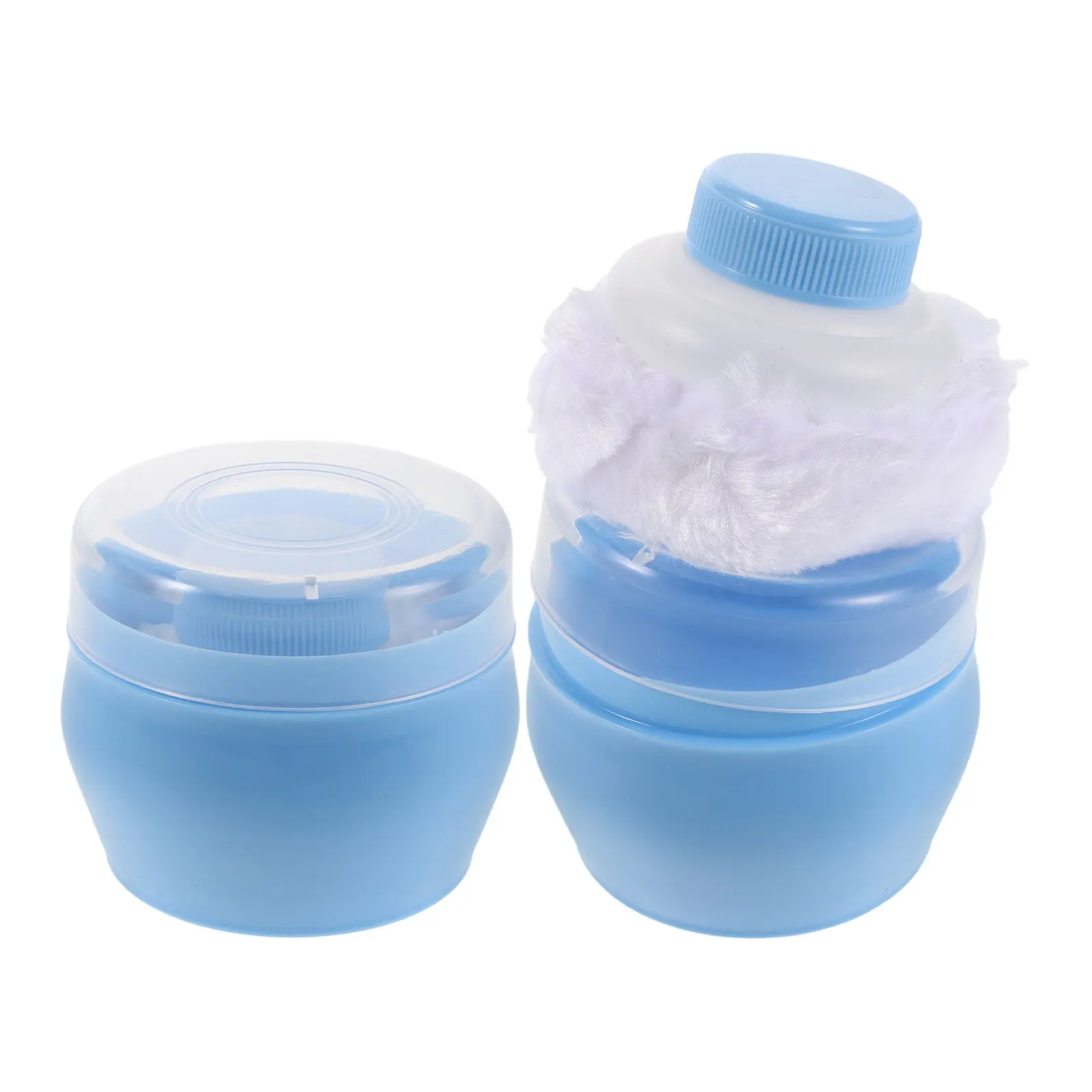 

2 шт. пустые многоразовые коробочки для пудры с мягкой пуховкой, дозатор для детской пудры для ухода за кожей младенцев, для сумки для подгузников