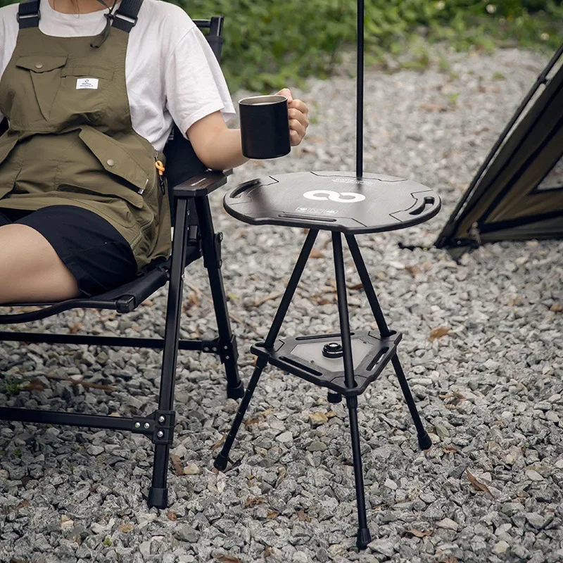 Outdoor Camping Tactical Corner a Few Bucket Frame Fold Small Table Multi-functional Lift Round Table Camping Leisure Tea Table