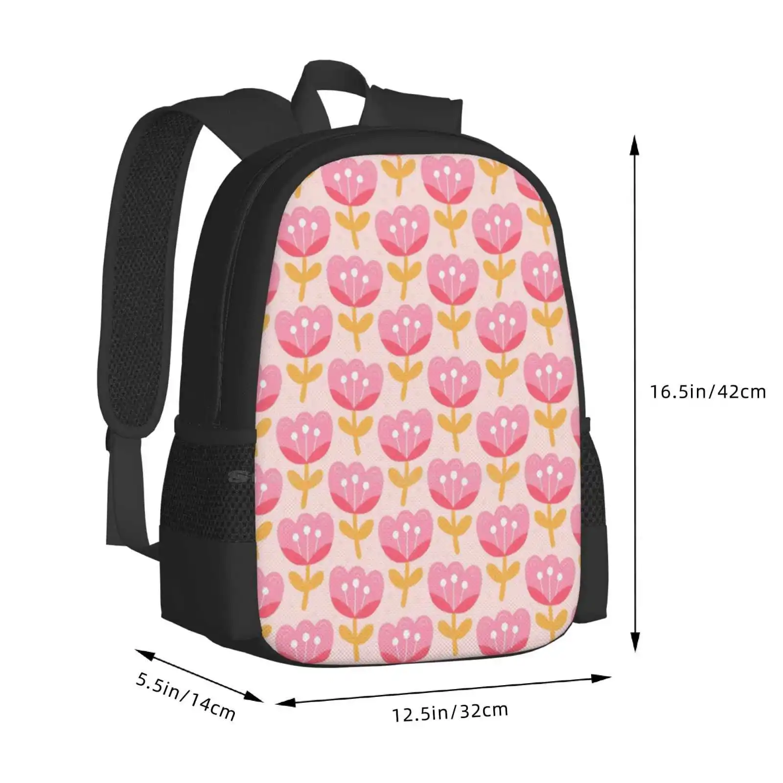 Pink Spring Flowers School Bags For Teenage Girls Laptop Travel Bags Pink Flowers Pattern Cute Summer Spring Plant Floral Nature