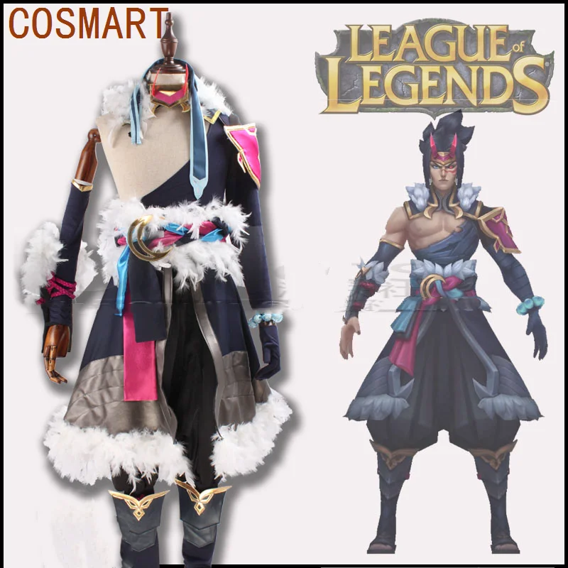 COSMART Game LOL Shieda Snow Moon Kayn Cosplay Costume Kayn Pure Moon Cosplay Halloween Uniform Men Carnival Party Outfits