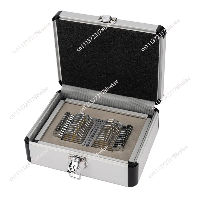 22-piece eyeglass lens trial kit, progressive multifocal insert lens test set, aluminum professional lens tester box