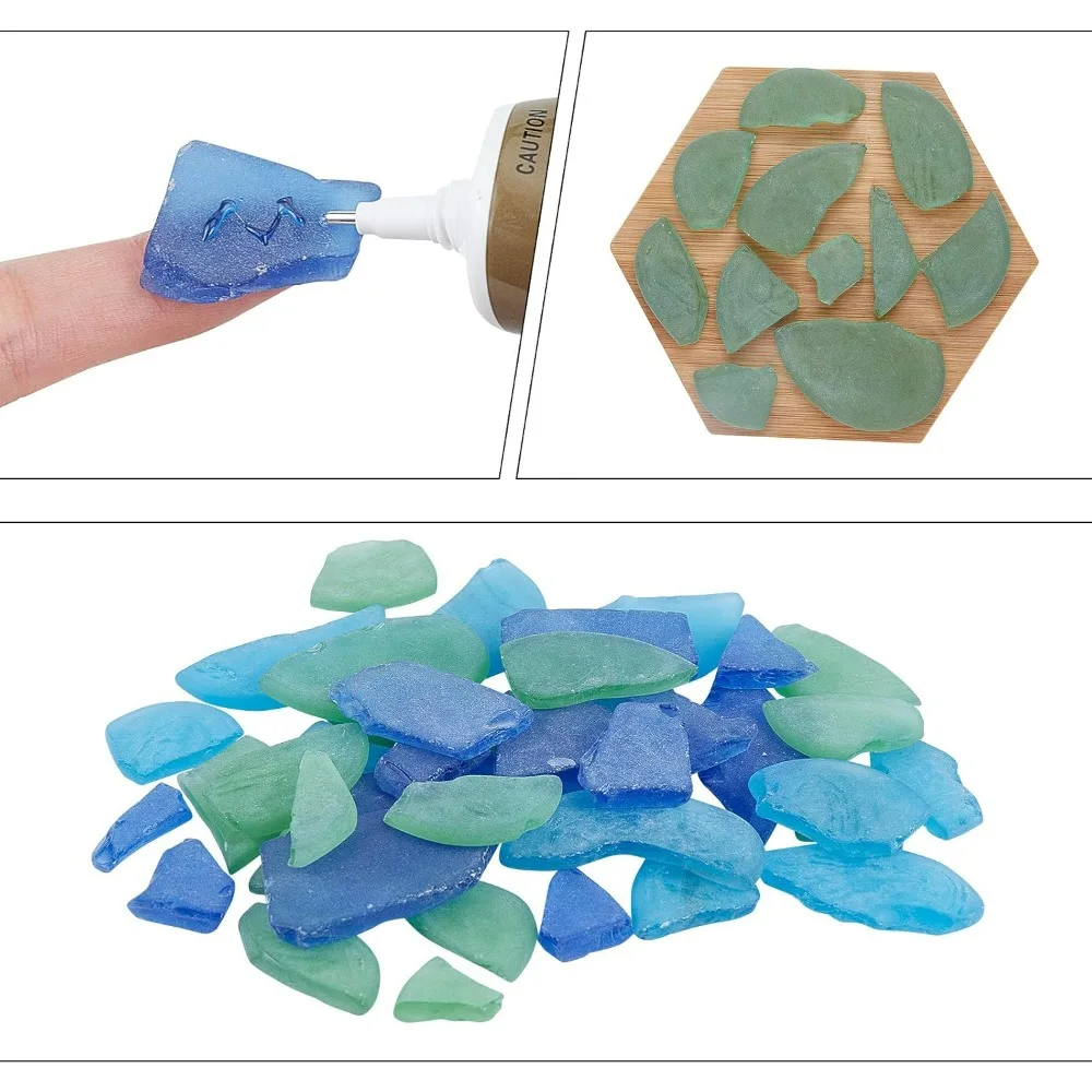 3 ألوان زجاج الكوبالت الأزرق أكوا وزجاج البحر الأخضر البلوري للحرف الفنية ومجموعة السائبة من زجاج البحر للديكور