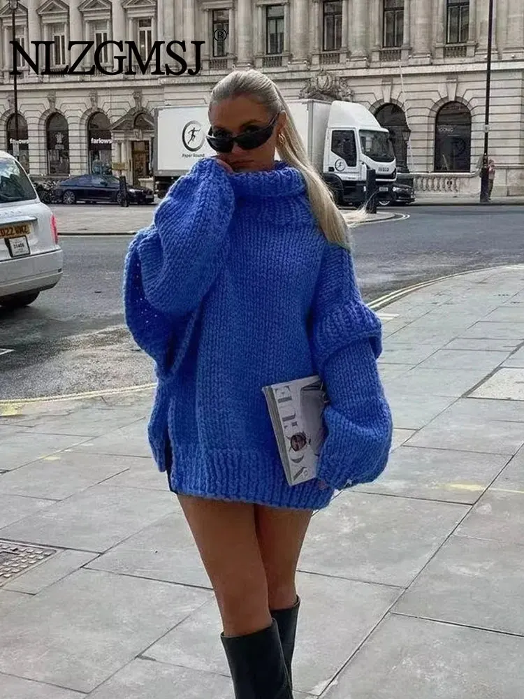 TRAF 2023 Autumn Winter Turtleneck Sweaters for Women Sweater Woman Long Sleeve Knitted Sweater Women Basic Pullovers Tops