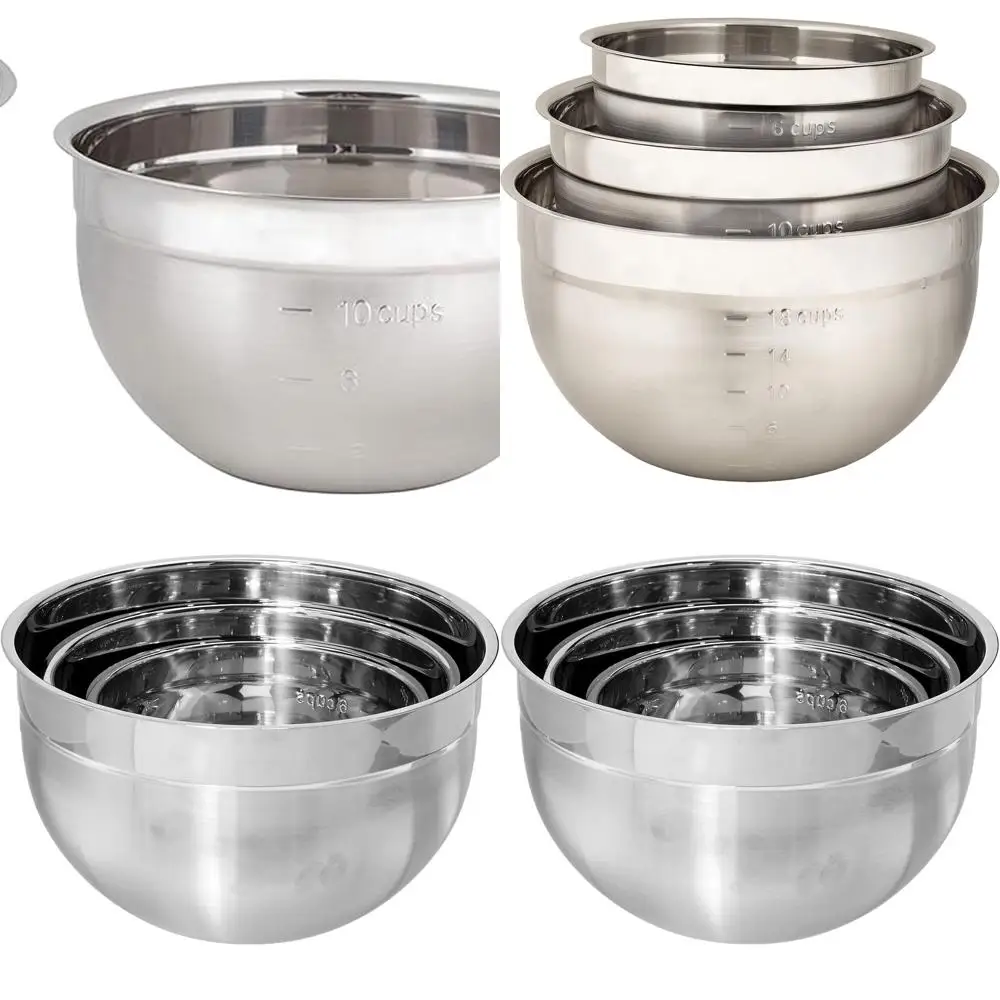 

Набор мисок для смешивания из нержавеющей стали — размеры 1,5, 3, и 5 литров