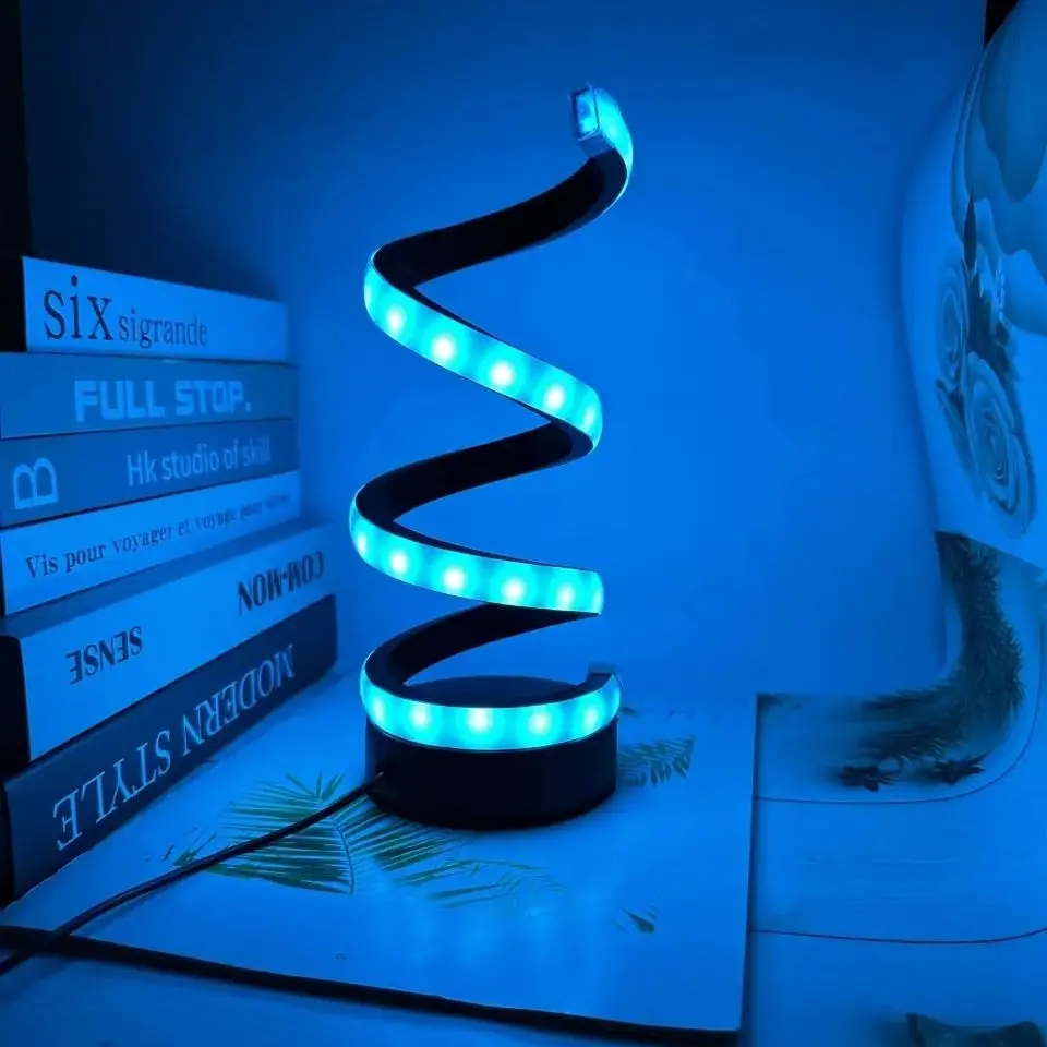 RGB Color Table Lamps for Living Room,Modern Spiral Dimmable LED Table Lamp, Nightstand Lamp for Bedroom Office Home