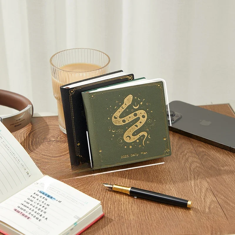 2025 Pocket Calendar Creative Snake Year Notebook Square Portable Small Fresh Business Office Planning Book School Stationeries