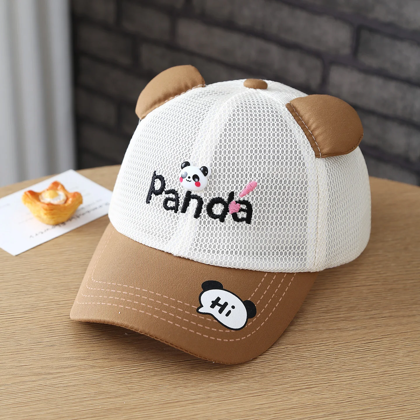 Baby Hat, Soft and Cute, with Embroidered Panda Design. Breathable Baseball Cap with No Brim and Available Worldwide. view 3