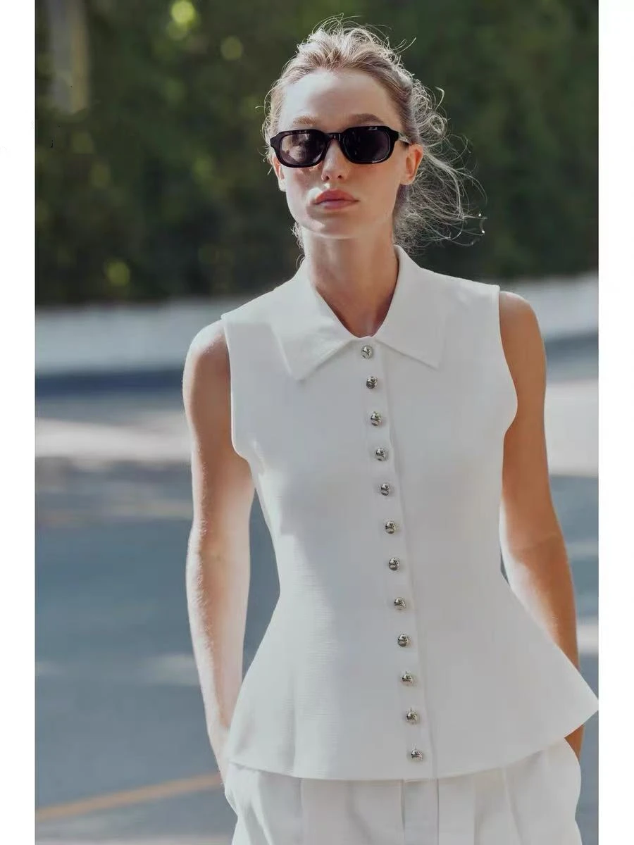 

YY26196 ZA25 summer new women's clothing European and American style short skirt style hem knitted vest style top 4192060