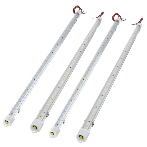 LED 자동차 인테리어 화이트 스트립 라이트 바, RV 밴 캐빈 화물차 트럭 캠핑용, 4 개, 50cm, 12V, 36 