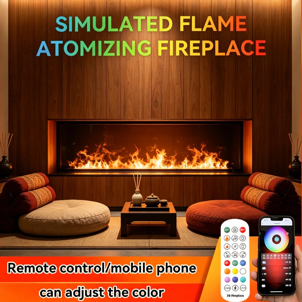3D Water Electric Fireplace Mist Fireplace Embedded Realistic Mist Flame Remote Control APP Interior Decoration Steam Fireplace